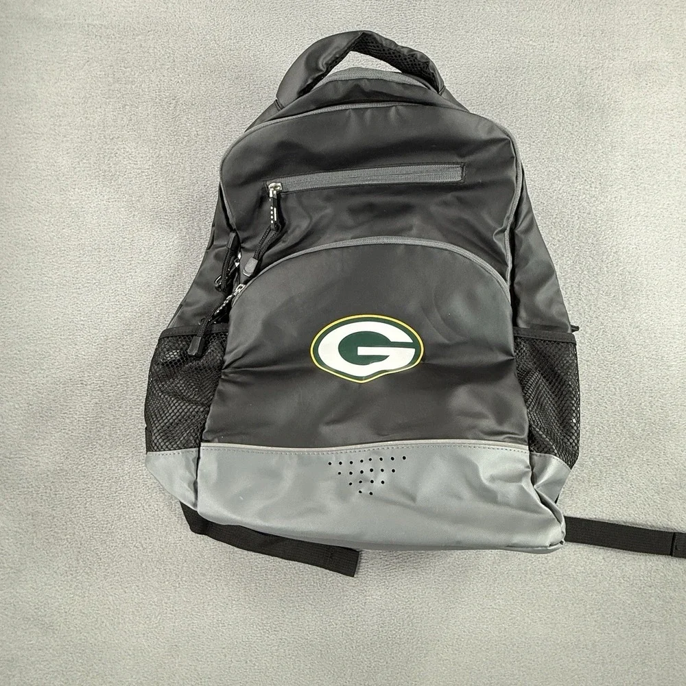 NFL Green Bay Packers backpack Black And Gray Logo Large Pockets Water Bottles